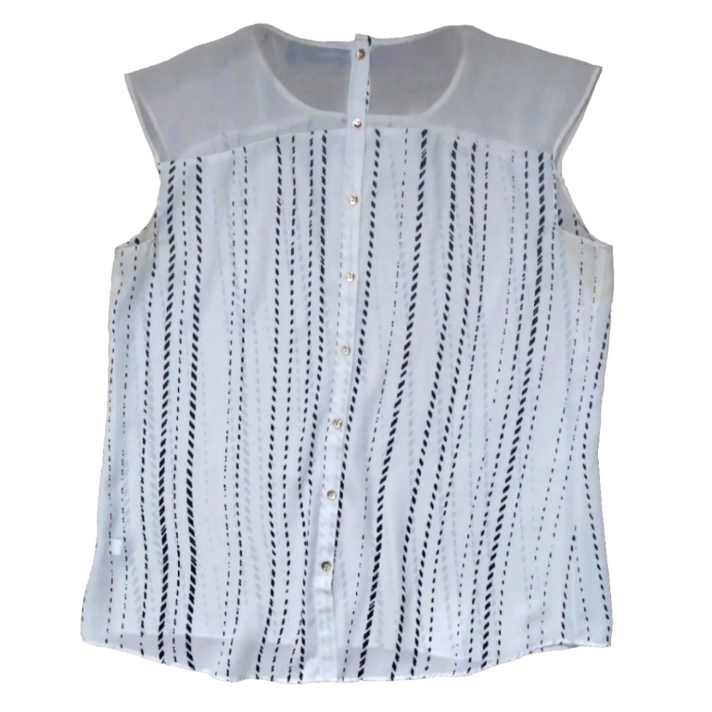 Apt 9 Women's White Sleeveless Button Up Blouse Size L